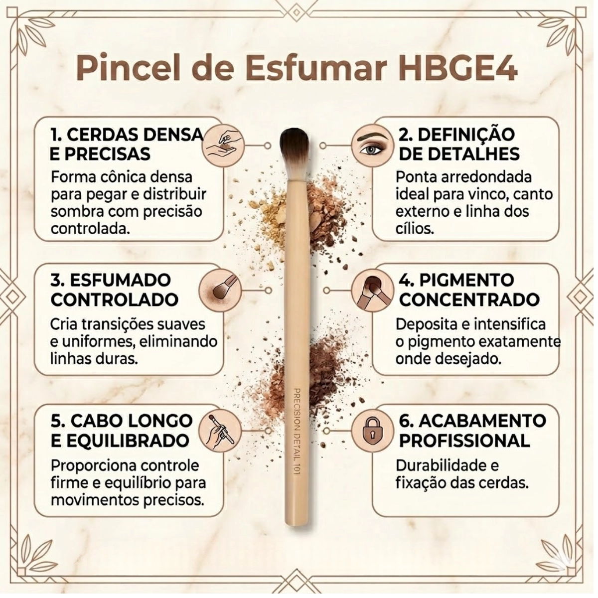 PINCEL DE MAQUIAGEM PARA ESFUMAR P HBGE4 GLASS RUBY ROSE