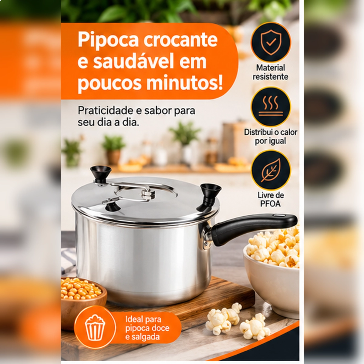 PIPOQUEIRA PANELA DE PIPOCA DE ALUMÍNIO 4 LITROS ALOESTE PIPOQUEIRA PANELA DE PIPOCA DE ALUMÍNIO 4 LITROS ALOESTE