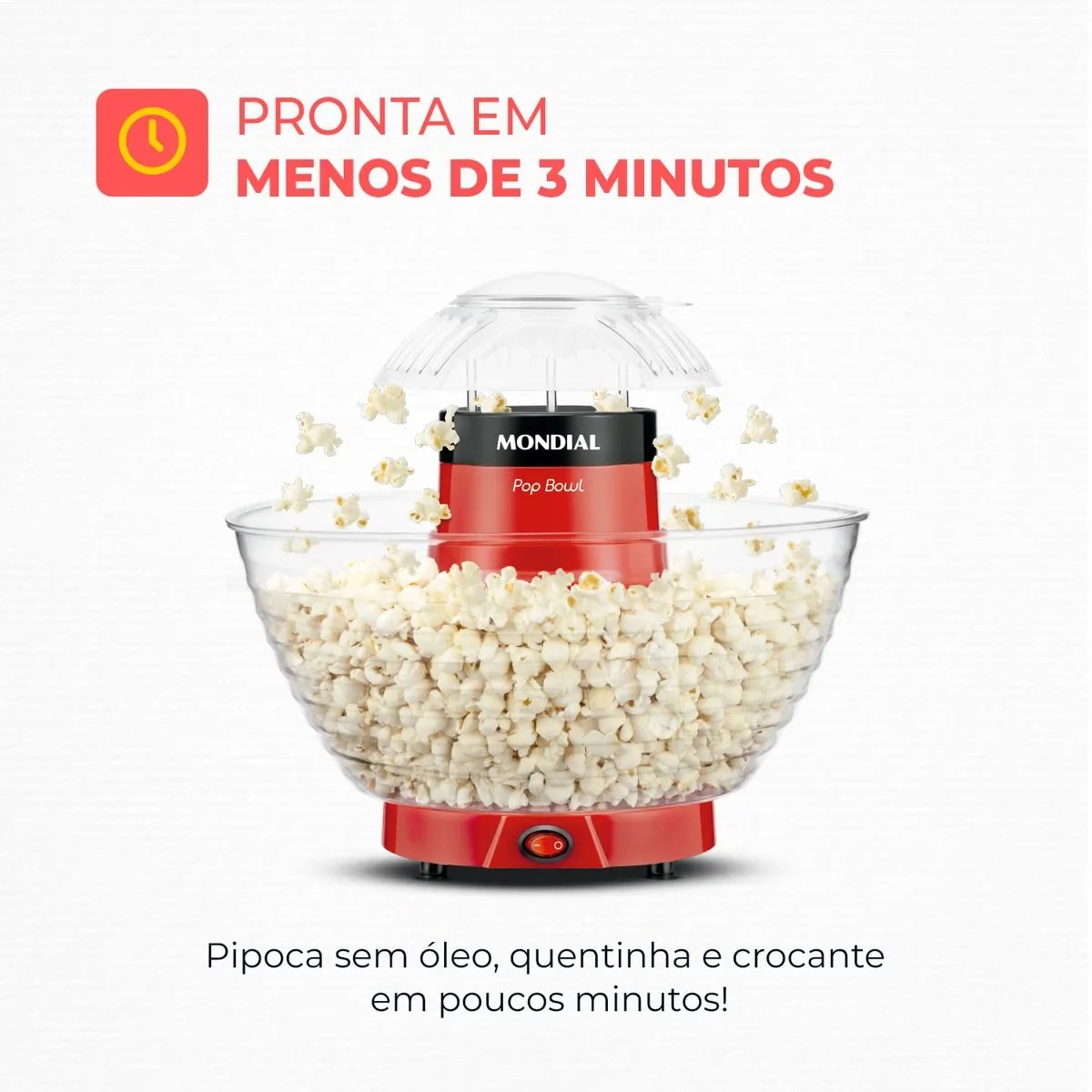 PIPOQUEIRA POP BOWL MONDIAL 1200W VERMELHA PP-05 127V
