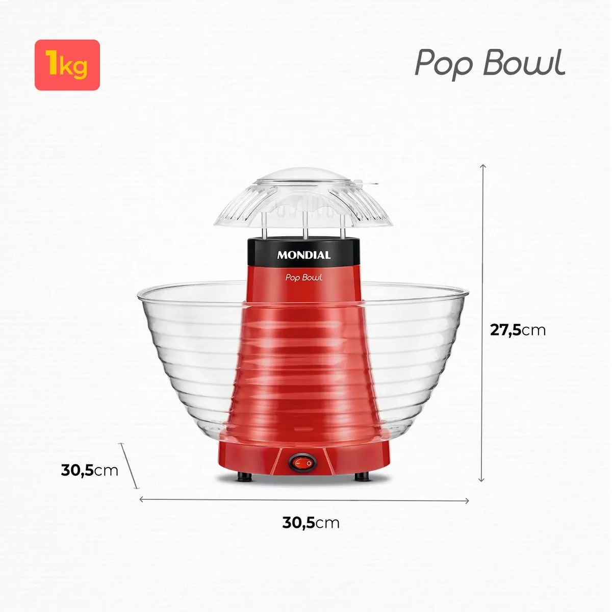 PIPOQUEIRA POP BOWL MONDIAL 1200W VERMELHA PP-05 220V