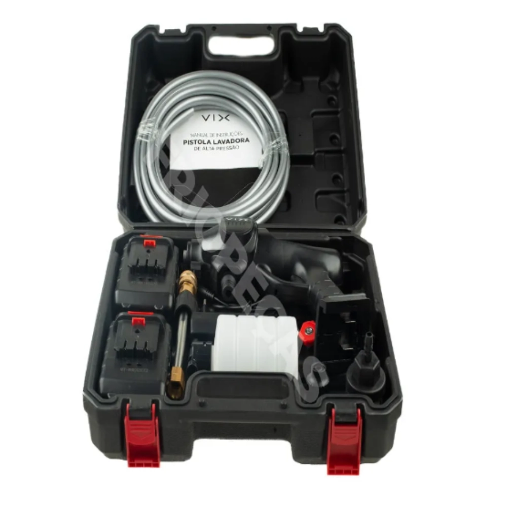 Pistola Lavadora Alta Pressão Vix Portátil com 2 Baterias - 127 V