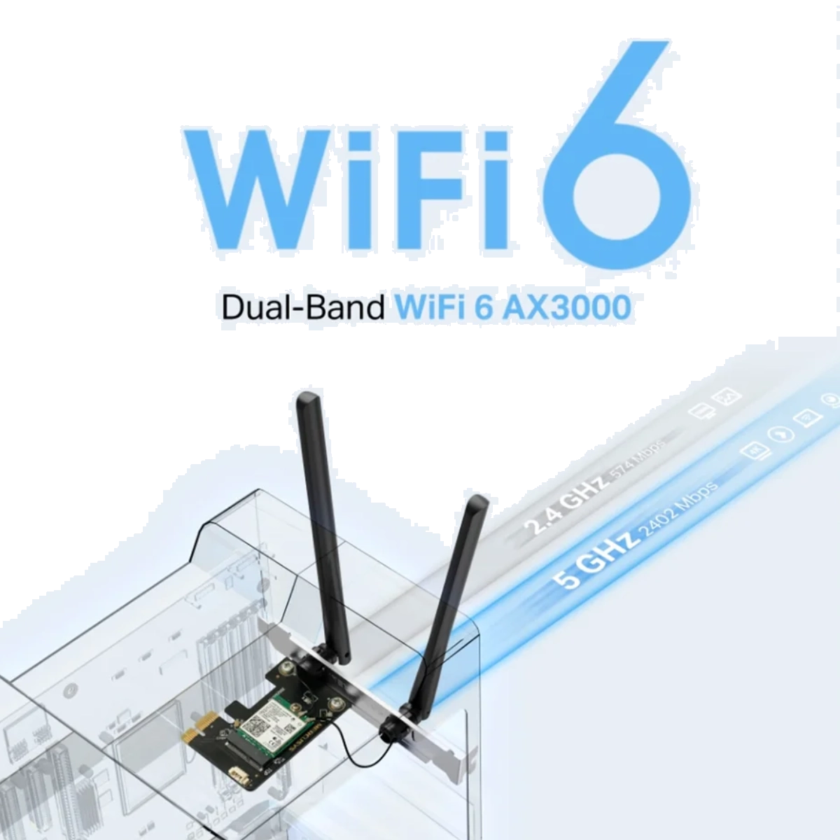 PLACA DE REDE PCIE COM WI-FI 6E MERCUSYS AX3000 E BLUETOOTH 5.2