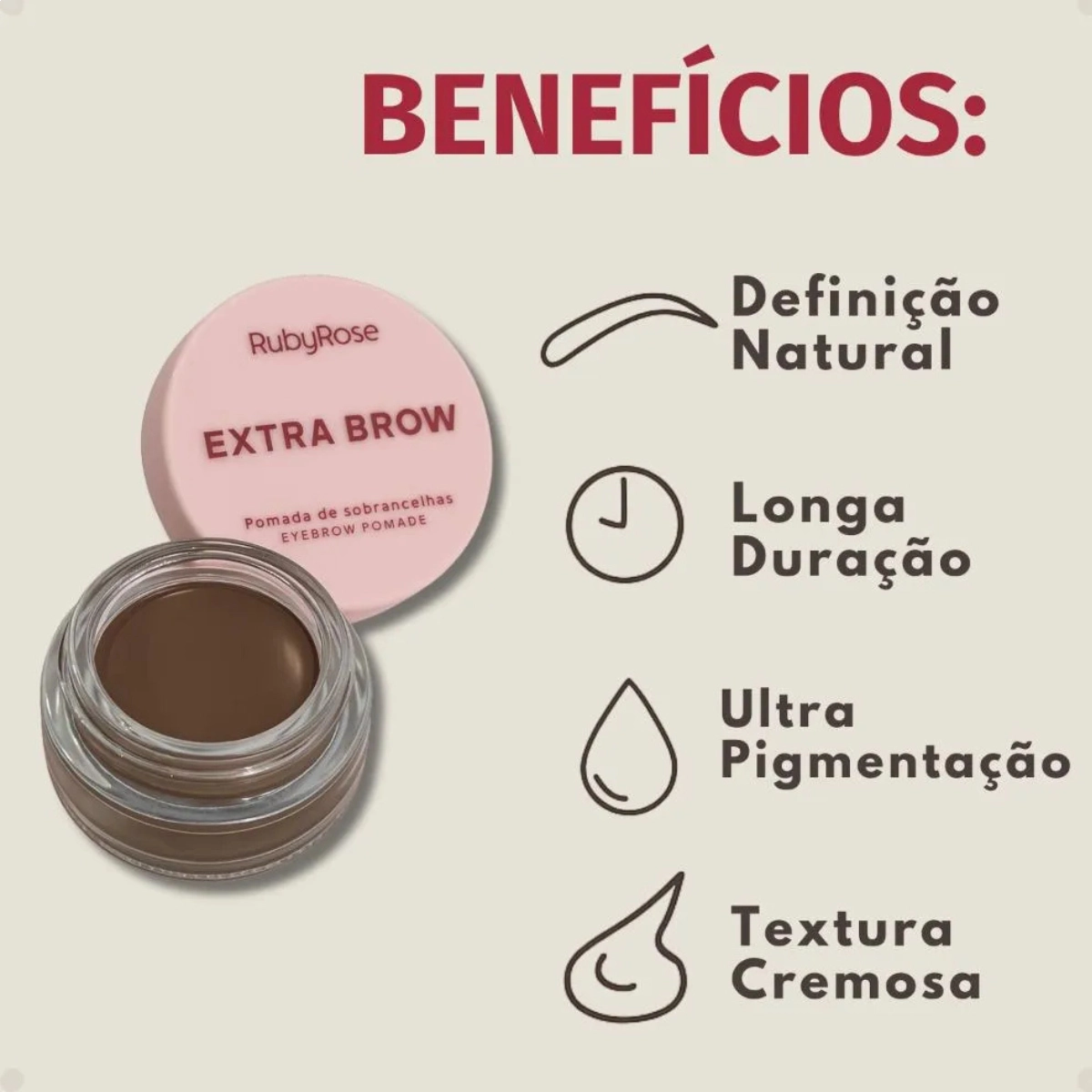 POMADA MODELADORA DE SOBRANCELHAS RUBY ROSE EXTRA BROW UMBER