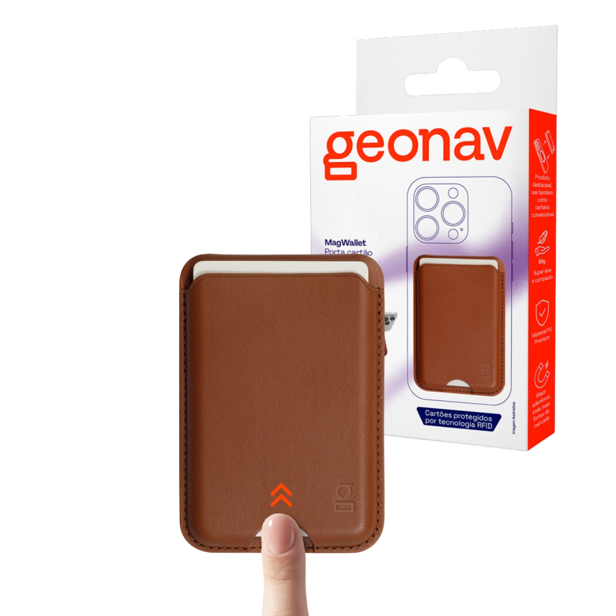 PORTA CARTAO COM SUPORTE MAGSAFE MARROM IPHONE 3 CARTOES