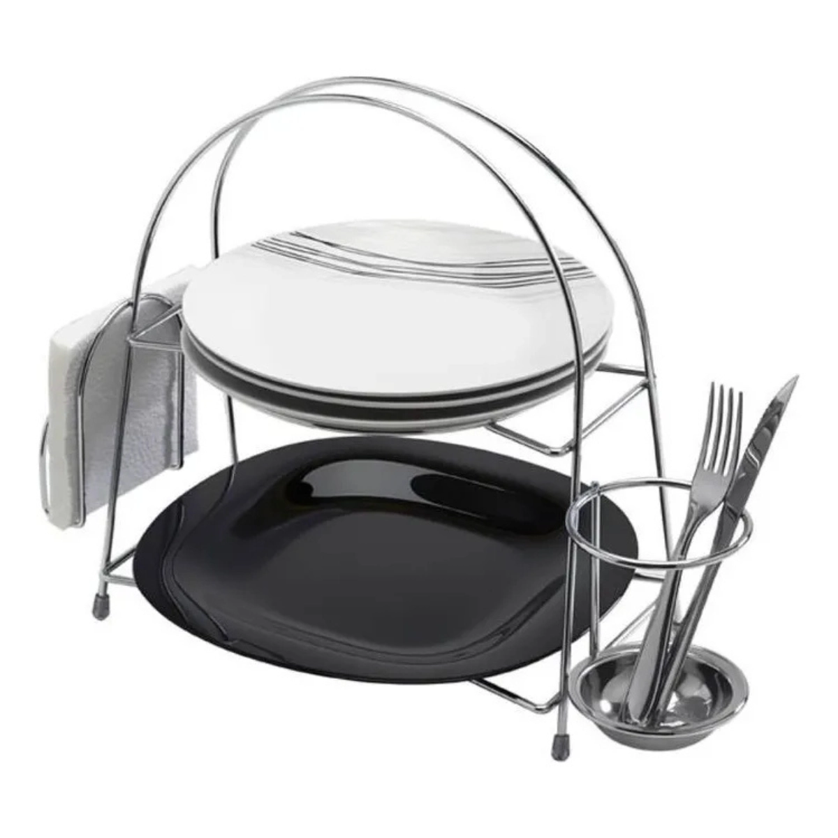 PORTA GUARDANAPOS E TALHERES ALICE CROMADO SCHMITT