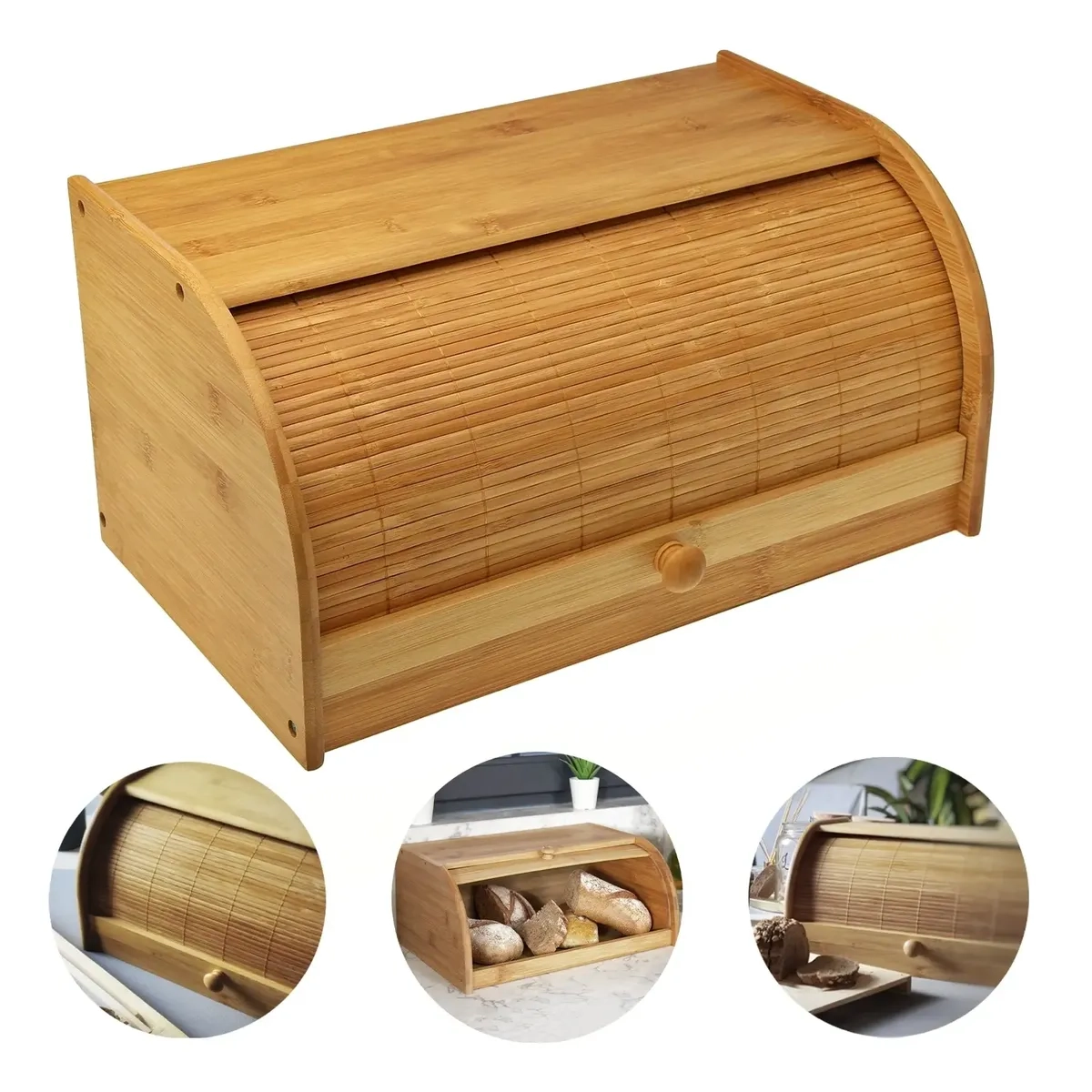 PORTA PÃO MIMO STYLE BAMBU COM TAMPA RETRÁTIL ECOKITCHEN PORTA PÃO MIMO STYLE BAMBU COM TAMPA RETRÁTIL ECOKITCHEN