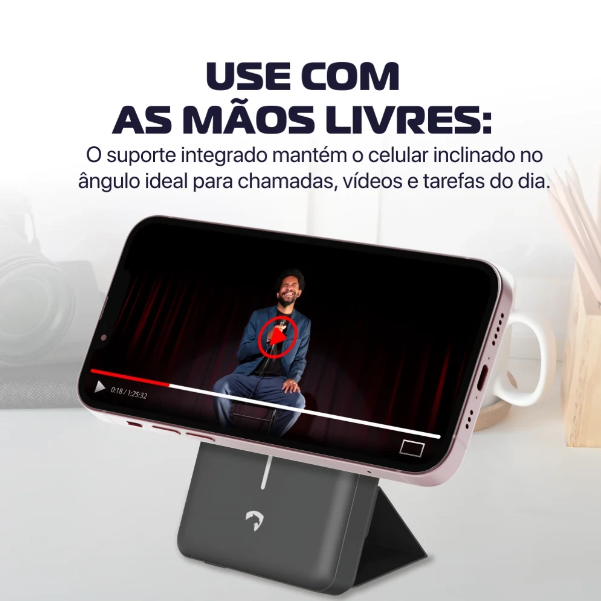 POWER BANK MAGNETICO AMET CINZA 10000MAH 20W COM SUPORTE POWER BANK MAGNETICO AMET CINZA 10000MAH 20W COM SUPORTE
