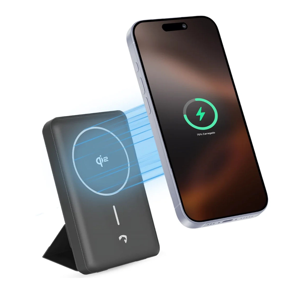 POWER BANK MAGNETICO  AMET CINZA 10000MAH 20W  COM SUPORTE