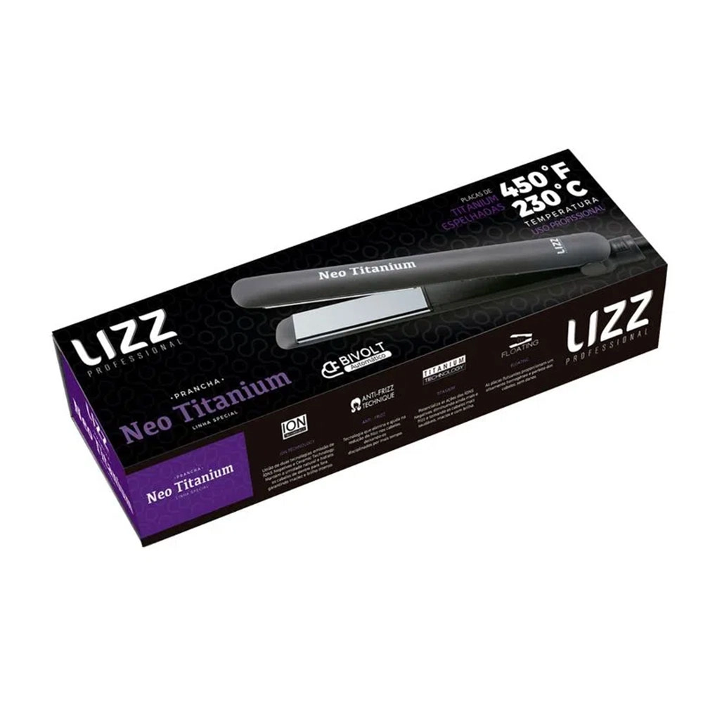 PRANCHA ALISADORA PROFISSIONAL NEO TITANIUM LIZZ CINZA BIVOLT JJ1000 