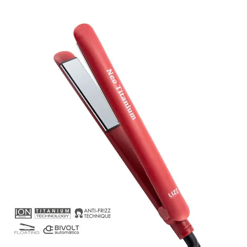 PRANCHA ALISADORA PROFISSIONAL NEO TITANIUM LIZZ VERMELHO BIVOLT JJ2000