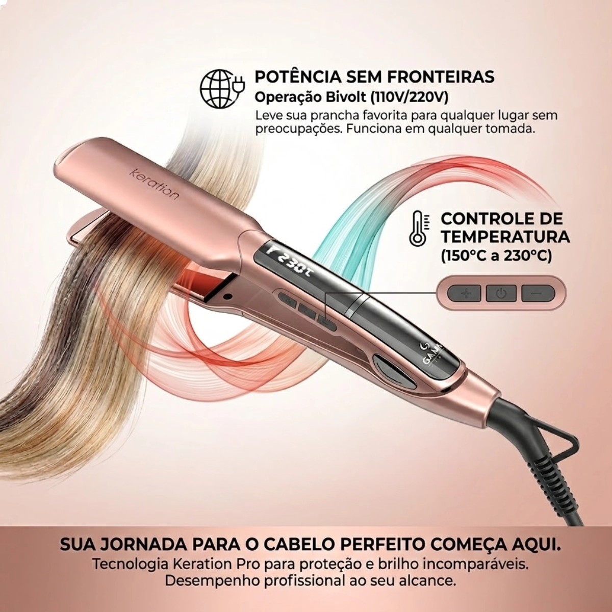 PRANCHA CHAPINHA GAMA X-WIDE KERATION PRO BIVOLT 230° DISPLAY DIGITAL