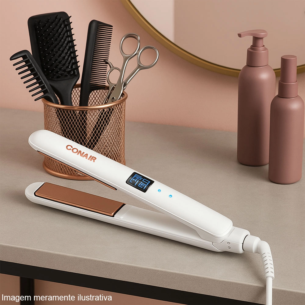 PRANCHA DE CABELO DIGITAL CONAIR DOUBLE CERAMIC BRANCO BIVOLT PRANCHA DE CABELO DIGITAL CONAIR DOUBLE CERAMIC BRANCO BIVOLT