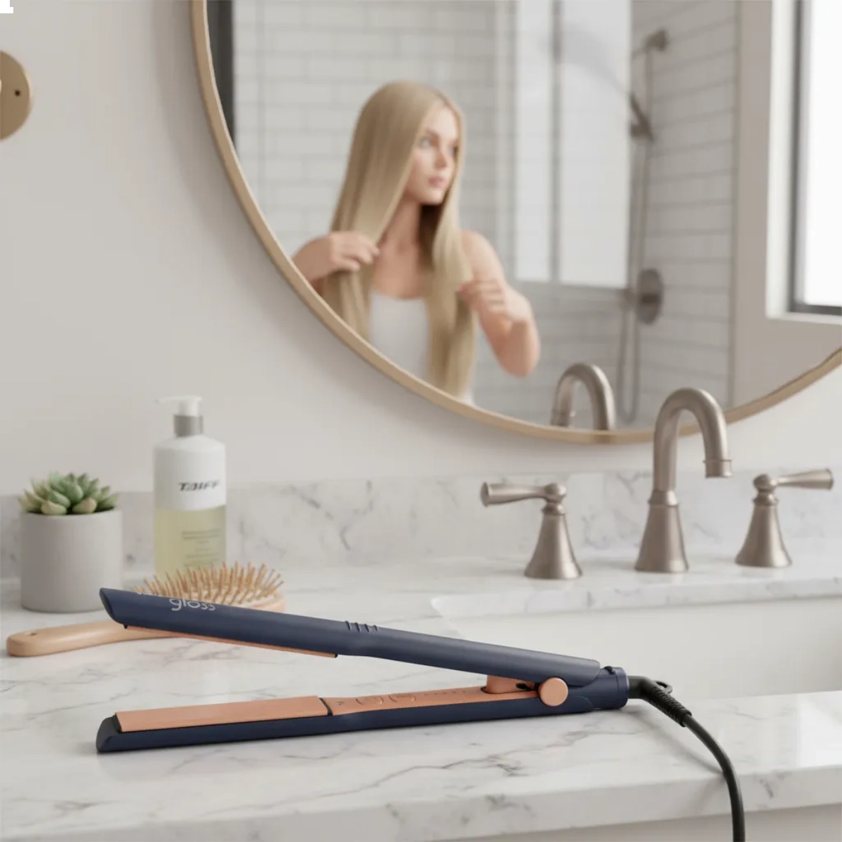 PRANCHA DE CABELO GLOSS BLUE LED BIVOLT 150°C A 230°C TAIFF