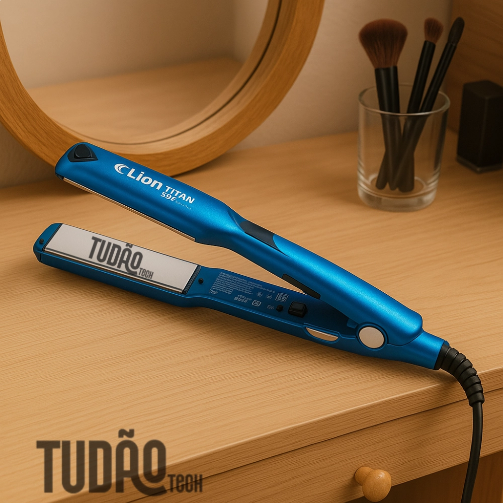 Prancha de Cabelo Profissional | Alta Temperatura 250°C | Placa de Cerâmica com Turmalina | Bivolt Automático | Cabo 3m Giratório - AZUL