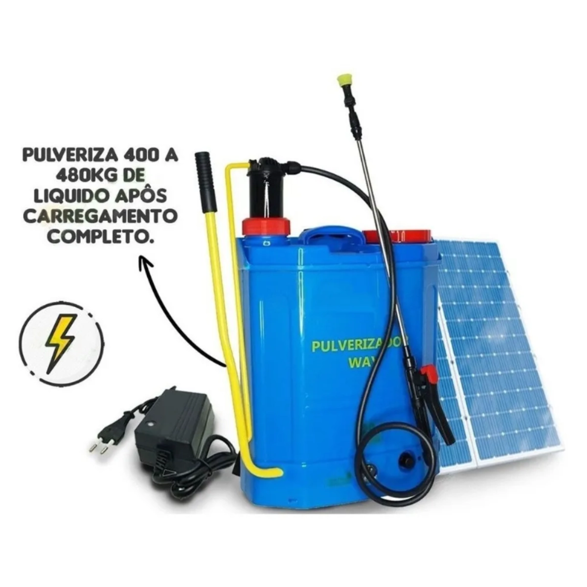 PULVERIZADOR COSTAL 3X1 ELÉTRICO 20 LITROS COM PAINEL SOLAR
