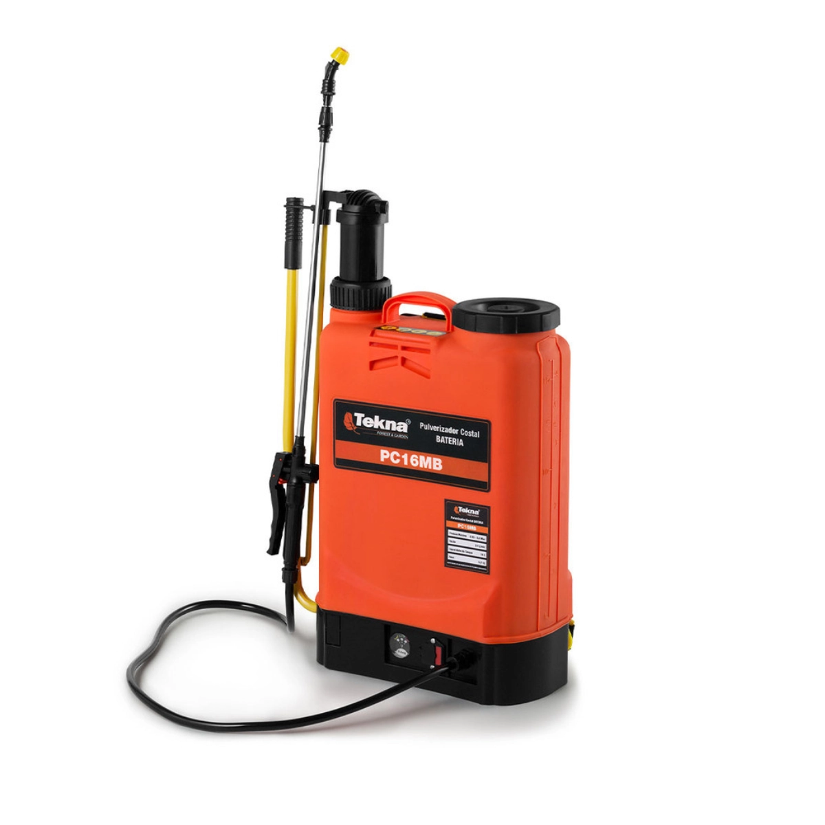 PULVERIZADOR COSTAL TEKNA PC16MBTK TANQUE 16 LITROS BOMBA MANUAL  