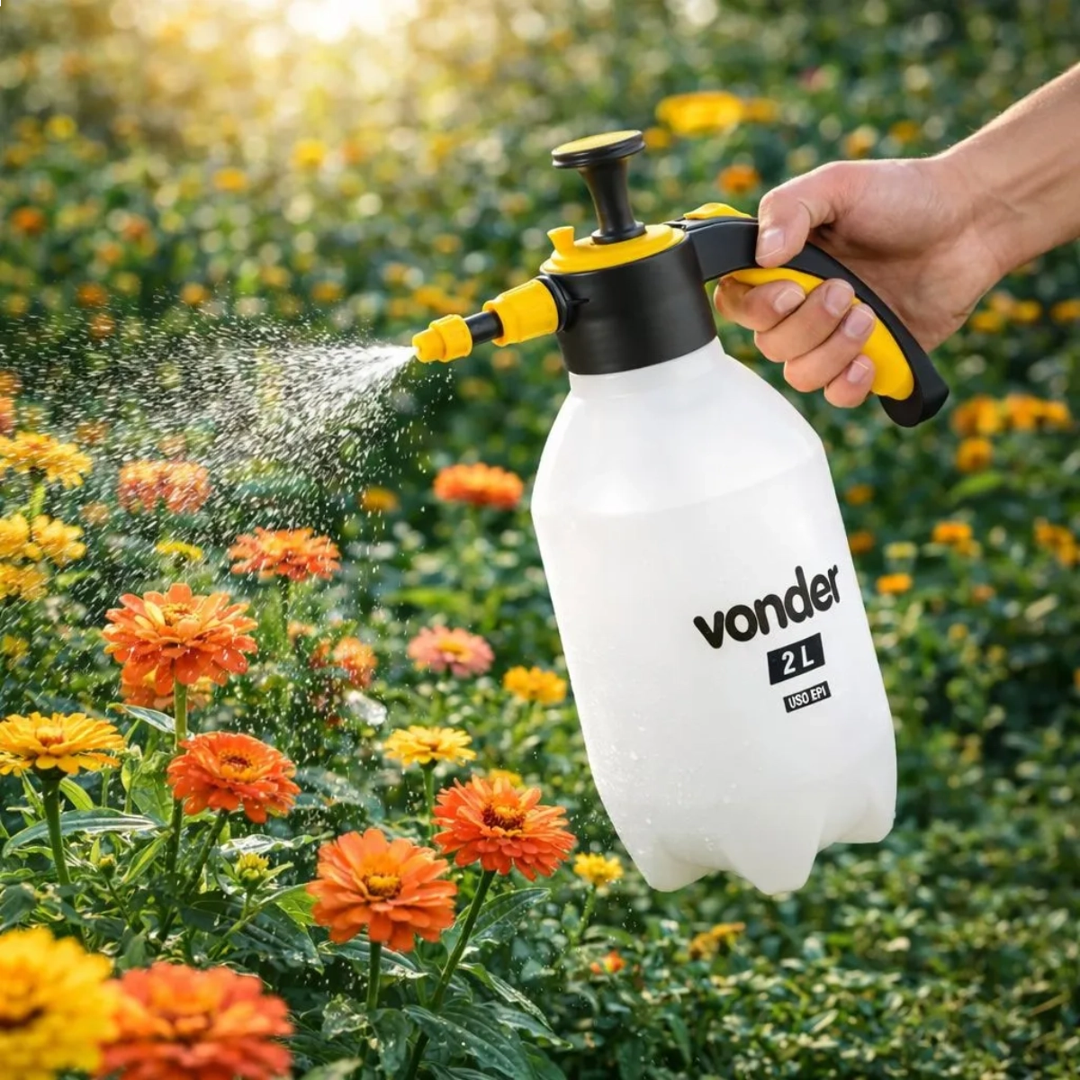 PULVERIZADOR MANUAL BORRIFADOR SPRAY ALTA PRESSÃO 2 LITROS BRANCO