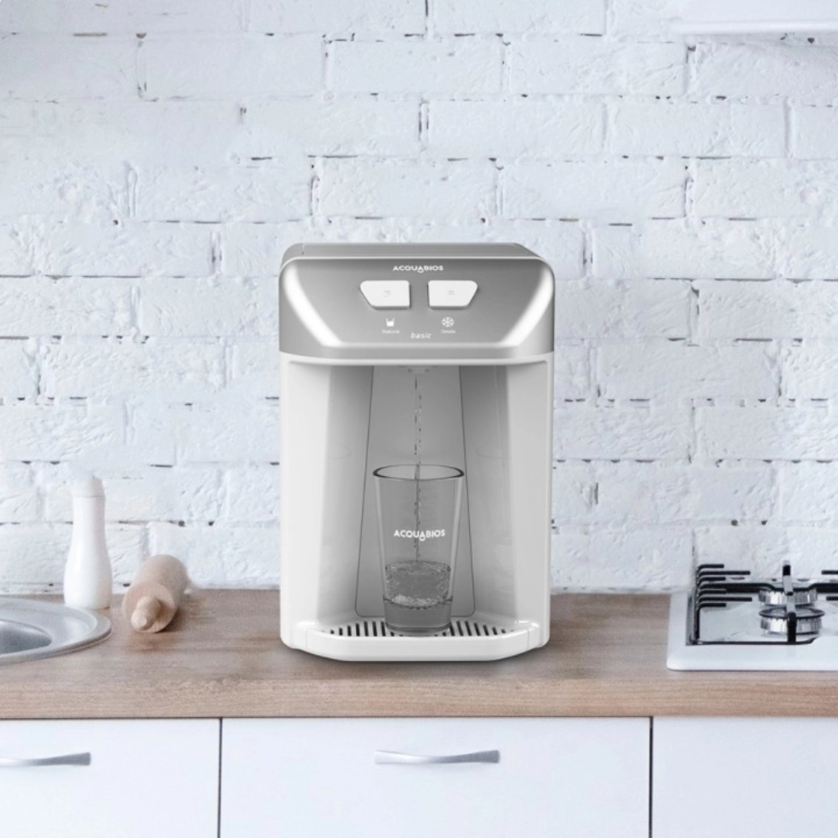 PURIFICADOR DE AGUA ELETRÔNICO REFRIGERADO BASIC BRANCO E PRATA BIVOLT ACQUABIOS PURIFICADOR DE AGUA ELETRÔNICO REFRIGERADO BASIC BRANCO E PRATA BIVOLT ACQUABIOS