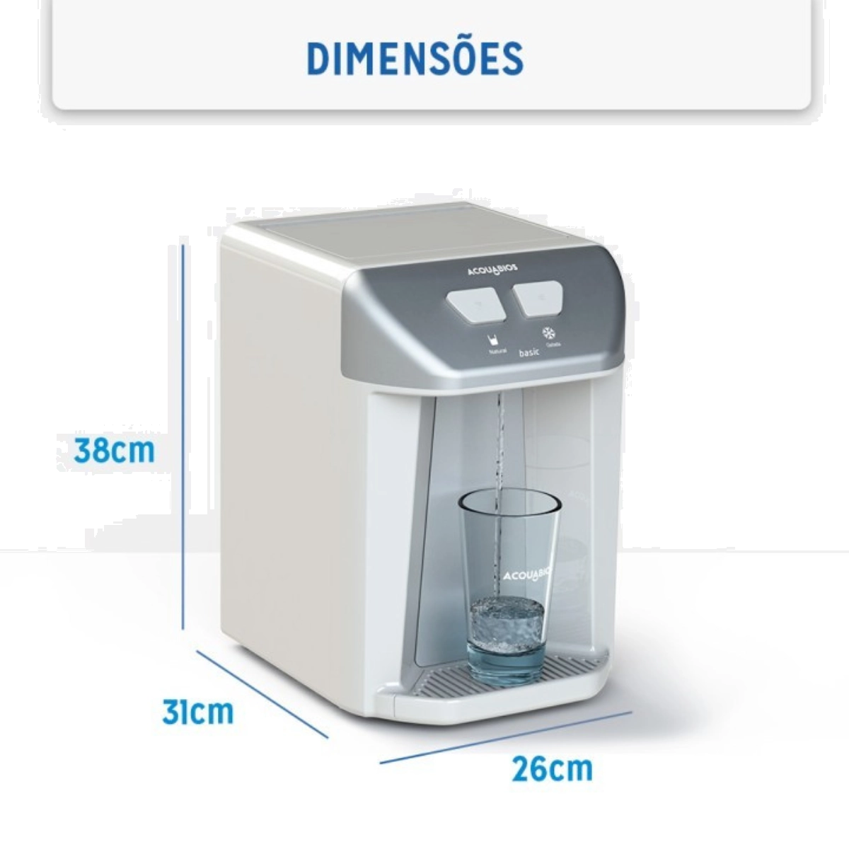 PURIFICADOR DE AGUA ELETRÔNICO REFRIGERADO BASIC BRANCO E PRATA BIVOLT ACQUABIOS PURIFICADOR DE AGUA ELETRÔNICO REFRIGERADO BASIC BRANCO E PRATA BIVOLT ACQUABIOS