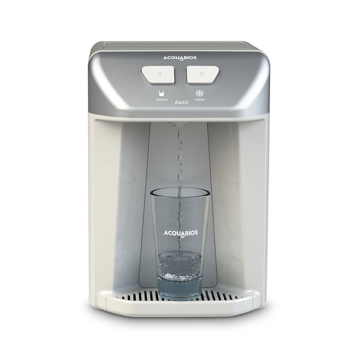 PURIFICADOR DE AGUA ELETRÔNICO REFRIGERADO BASIC BRANCO E PRATA BIVOLT ACQUABIOS