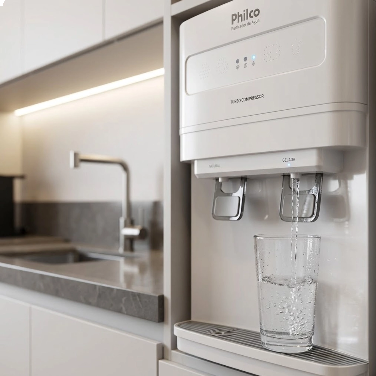 PURIFICADOR DE AGUA PPU50A 220V PHILCO GELADA E NATURAL TURBO COMPRESSOR