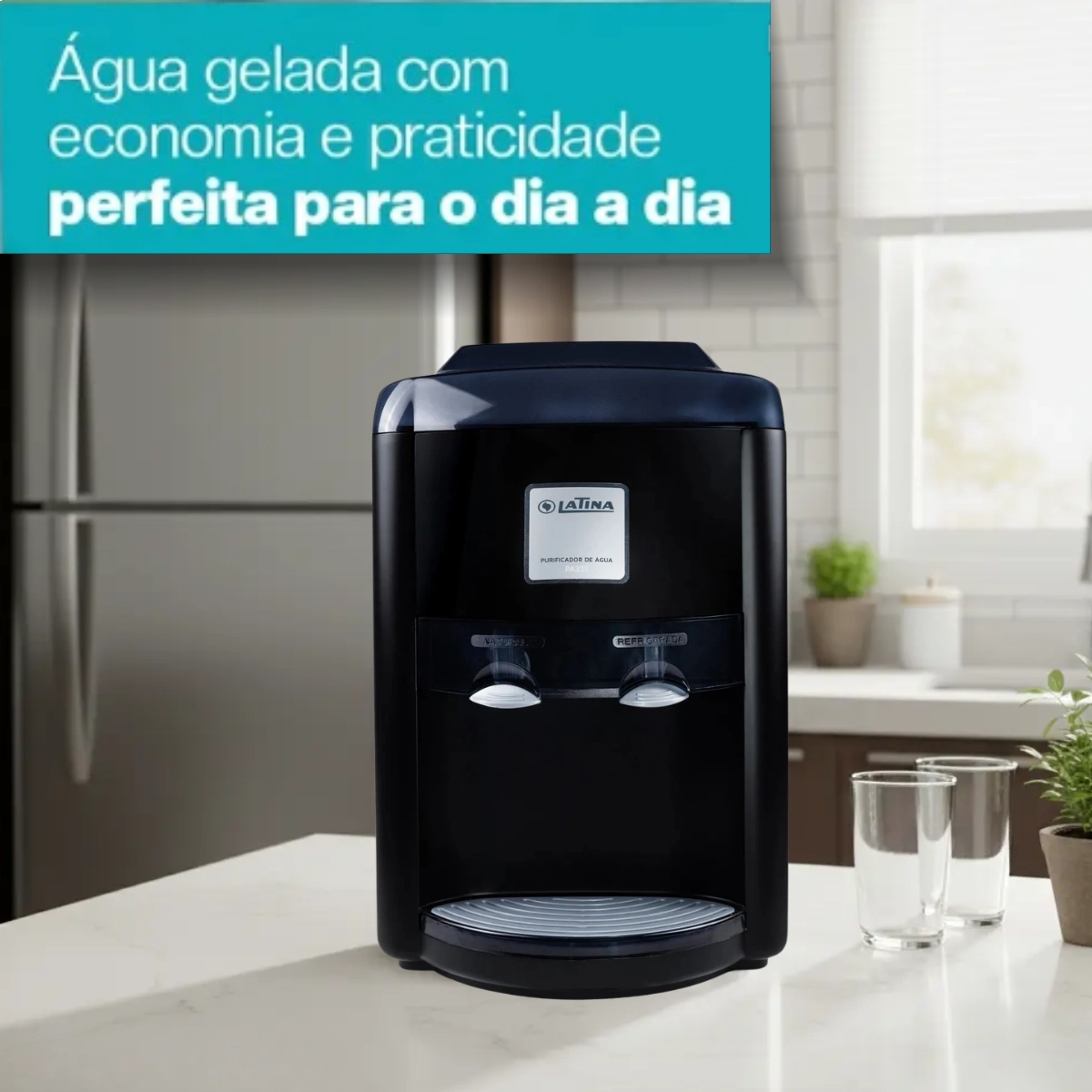 PURIFICADOR DE ÁGUA ELETRONICO REFRIGERADA E NATURAL PA335 PRETO BIVOLT