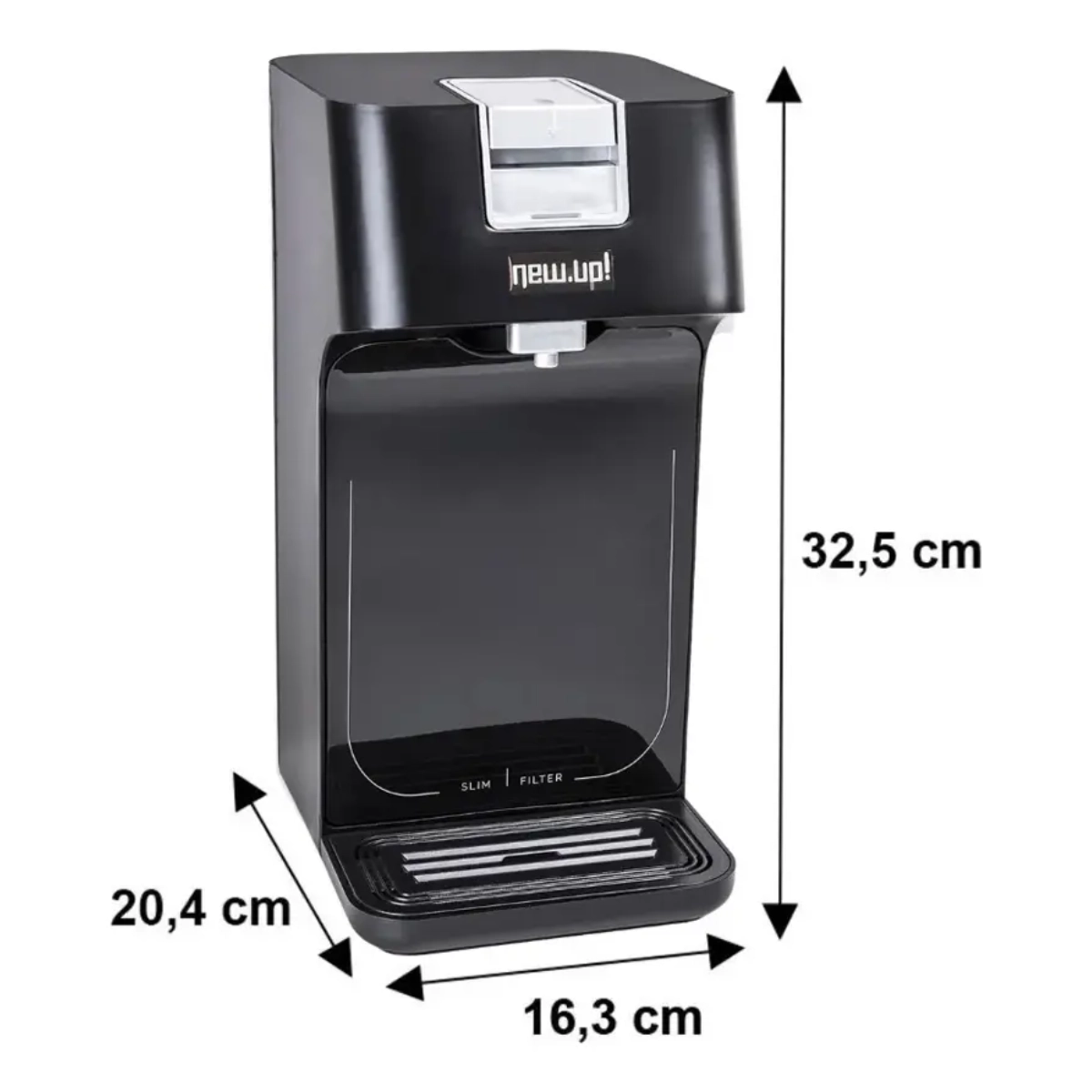 PURIFICADOR DE ÁGUA NATURAL SLIM FILTER PRETO NEW UP COM PRESSAO HIDRAULICA