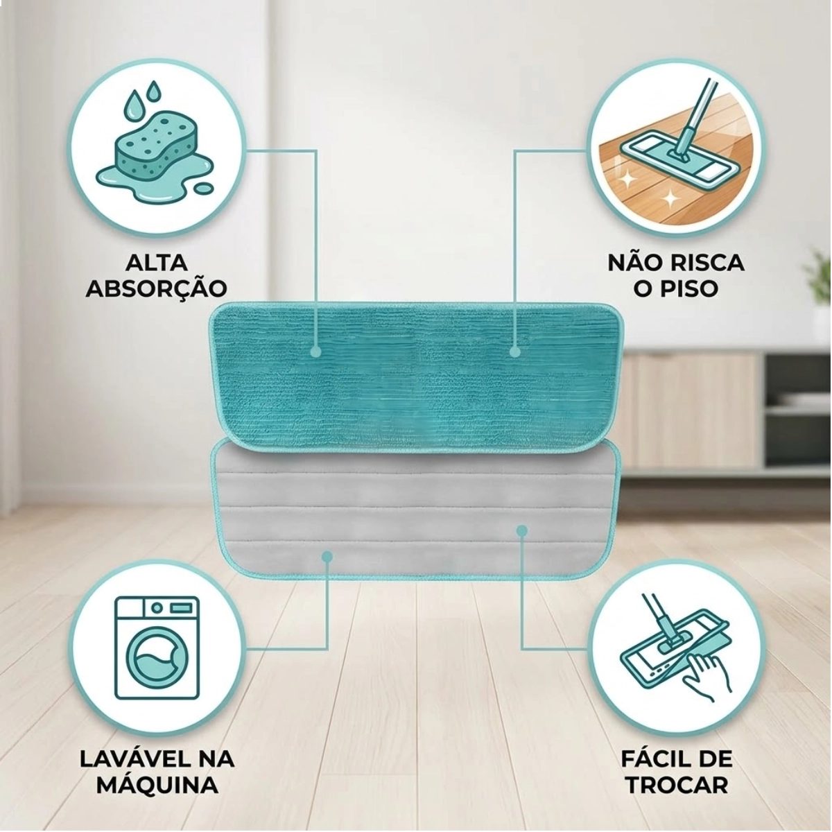 REFIL DE MICROFIBRA PARA MOP SPRAY RMOP7800 VERDE FLASH LIMP
