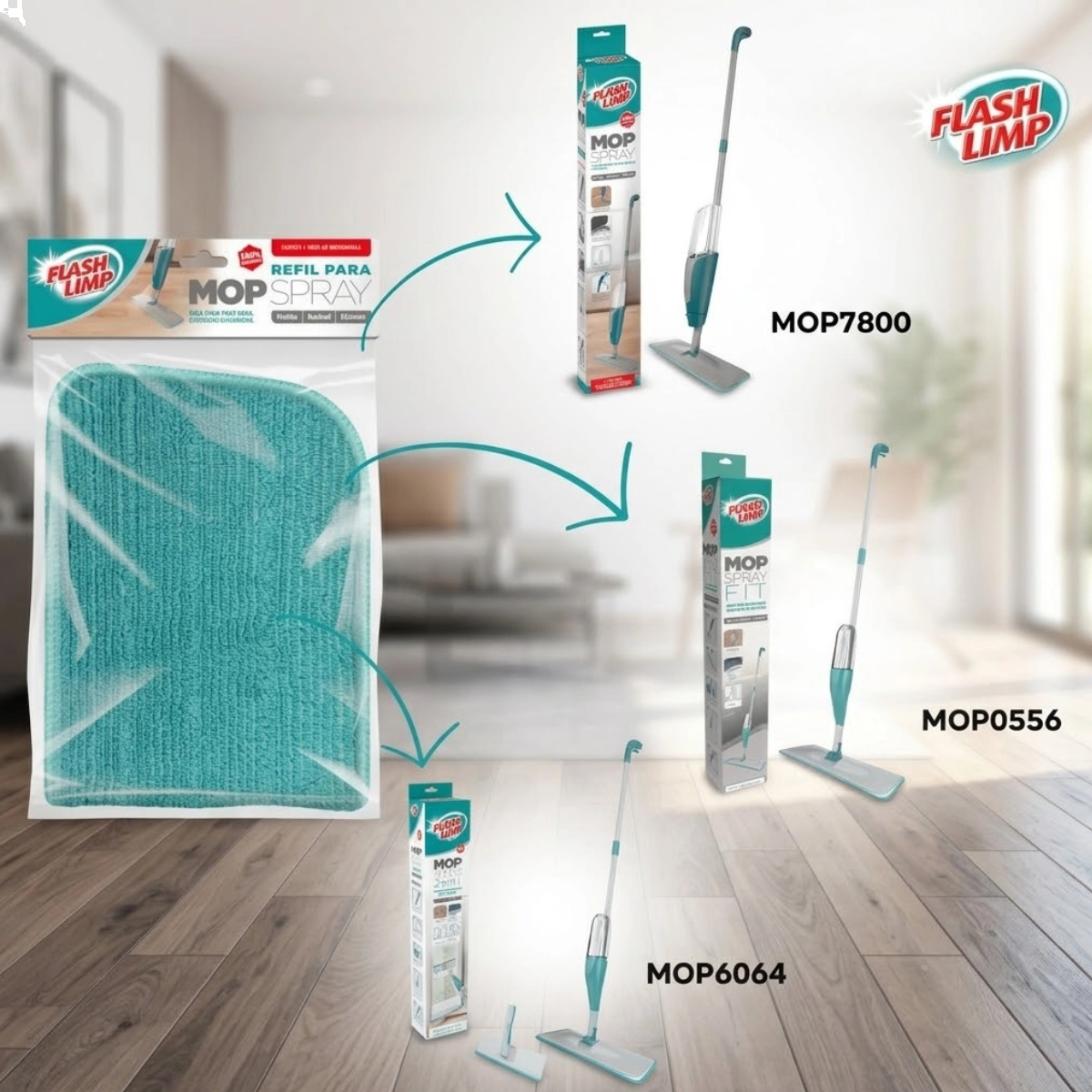 REFIL DE MICROFIBRA PARA MOP SPRAY RMOP7800 VERDE FLASH LIMP