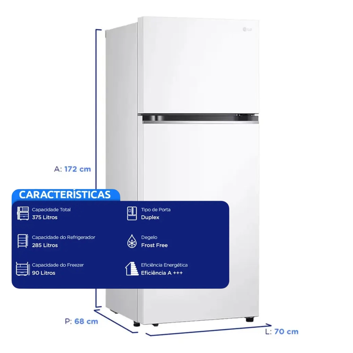REFRIGERADOR E GELADEIRA 375L LG 2 PORTAS FROST FREE E SMART INVERTER BRANCA 127V REFRIGERADOR E GELADEIRA 375L LG 2 PORTAS FROST FREE E SMART INVERTER BRANCA 127V