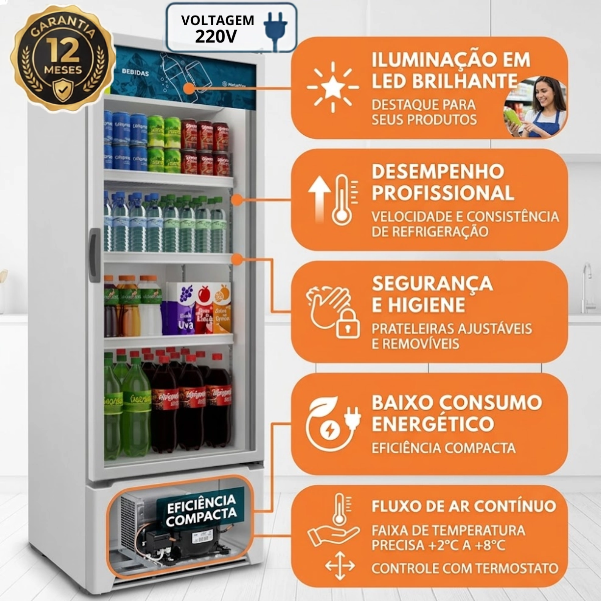 REFRIGERADOR EXPOSITOR VERTICAL BEBIDAS 403L METALFRIO 220V REFRIGERADOR EXPOSITOR VERTICAL BEBIDAS 403L METALFRIO 220V