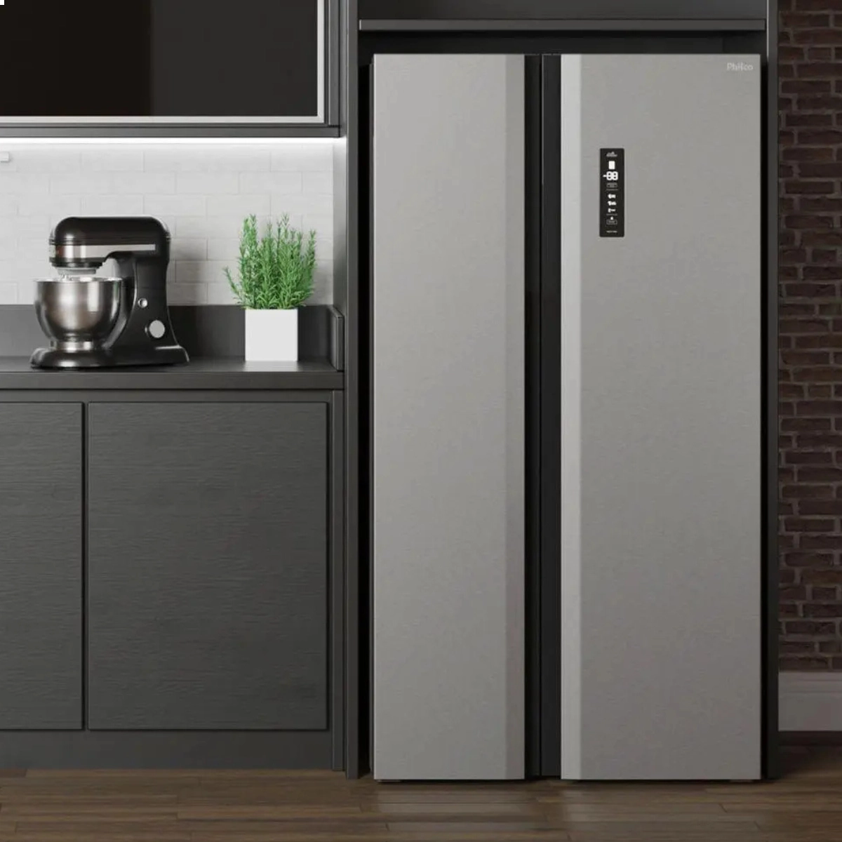 REFRIGERADOR GELADEIRA DIGITAL PRF5041 489L PHILCO ECO INVERTER SIDE BY SIDE INOX 127V