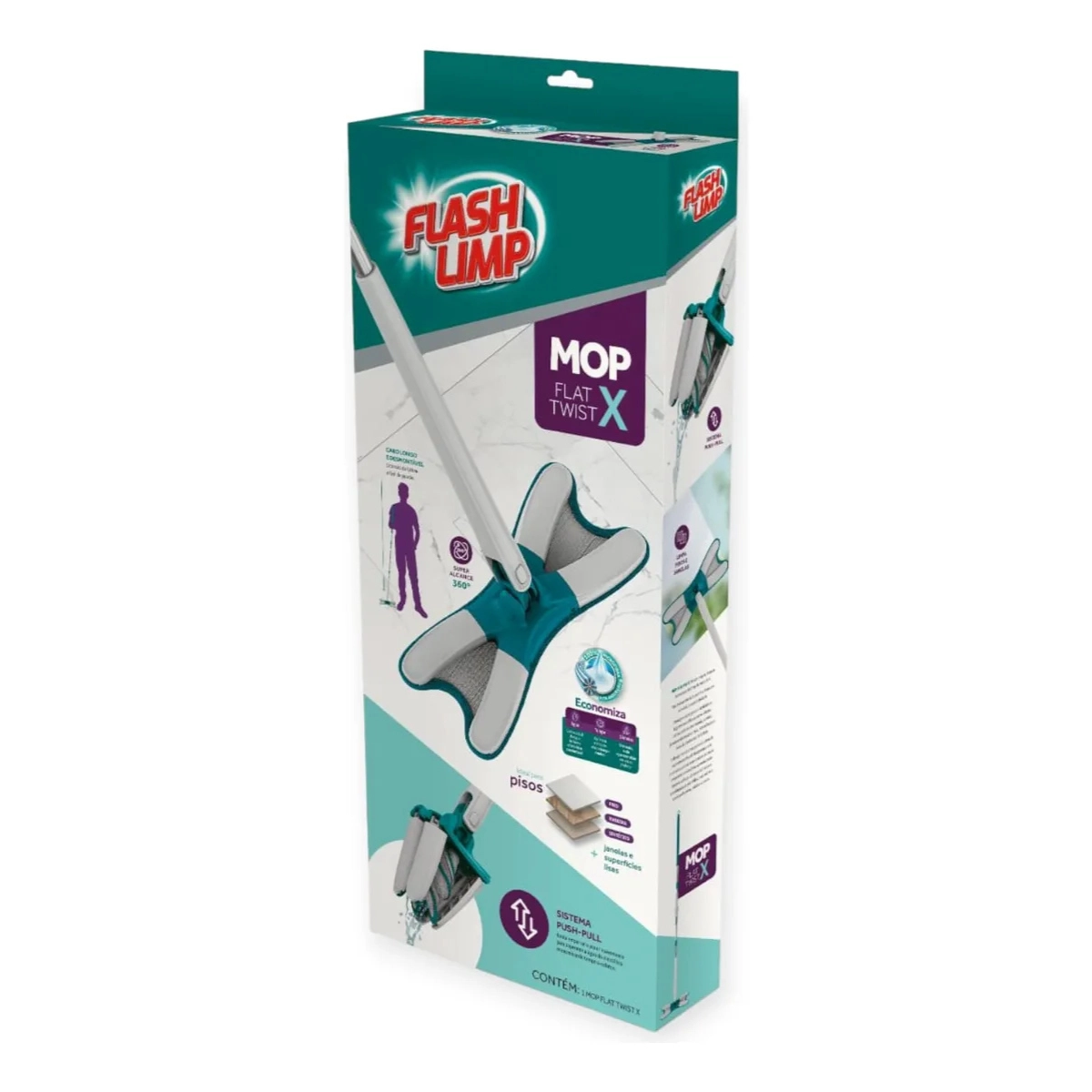 RODO MOP FLASH LIMP FLAT TWIST X VERDE E BRANCO