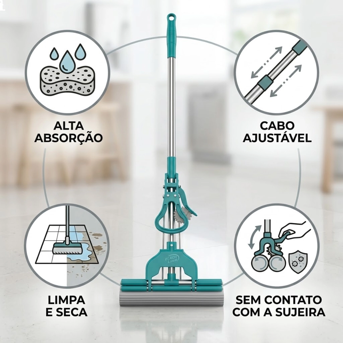 RODO MOP PARA LIMPEZA GERAL PLUS E RODO MAGICO FLASH LIMP