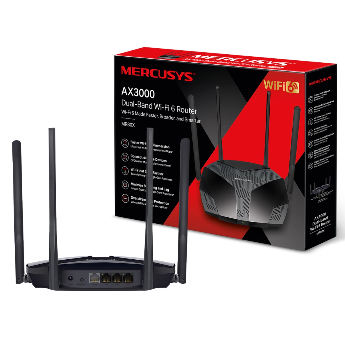 ROTEADOR WIRELESS WI-FI 6 GIGABIT DUAL BAND EASYMESH PRETO