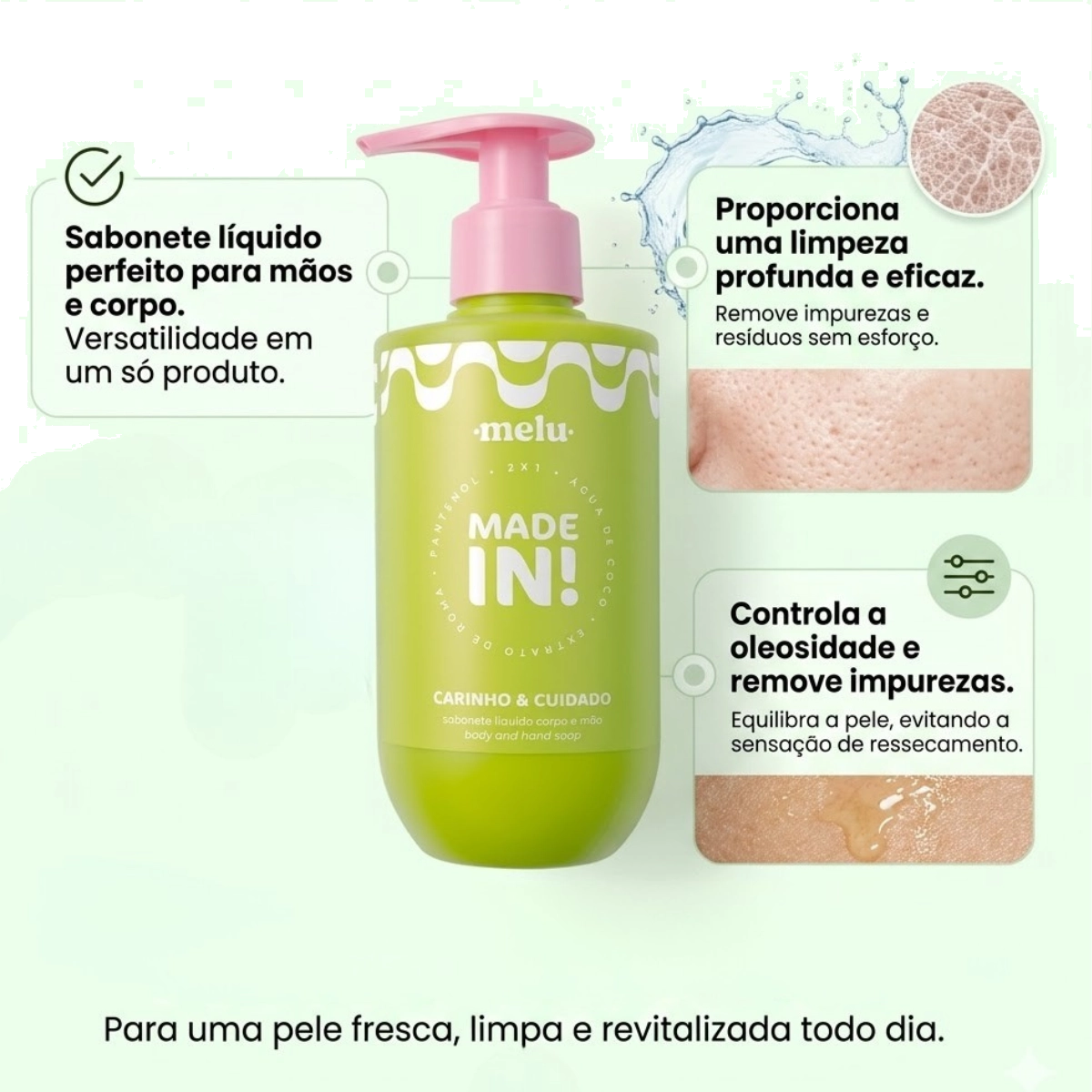 SABONETE LIQUIDO CORPO E MAO CARINHO CUIDADO MADE IN RRB5101 MELU RUBY ROSE