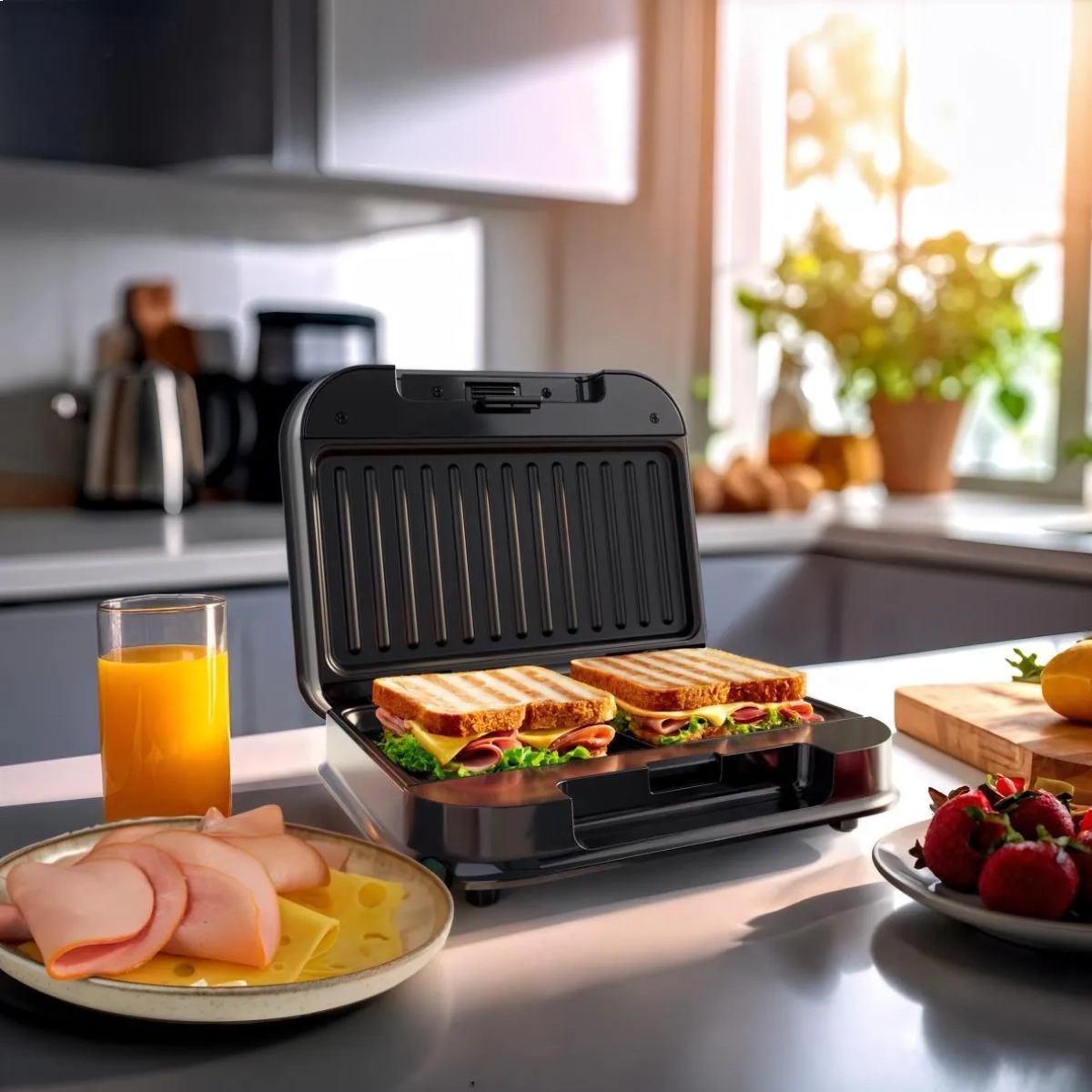 SANDUICHEIRA E GRILL BRITANIA PRETO 2 EM 1 750W BGR24A 127V