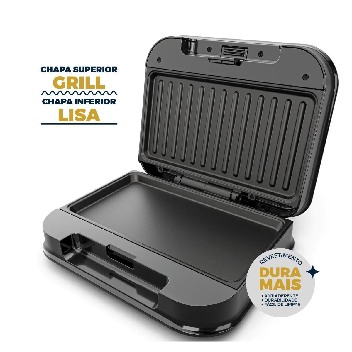 SANDUICHEIRA E GRILL BRITANIA PRETO 2 EM 1 750W BGR24A 220V