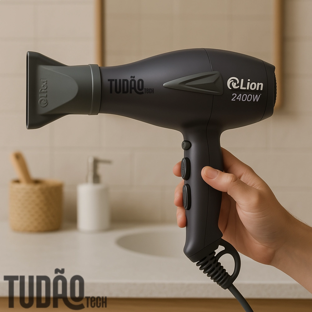 Secador de Cabelo Profissional Lion 2400W 127V Íons Tourmaline Jato Frio Leve Potente

 - Grafite