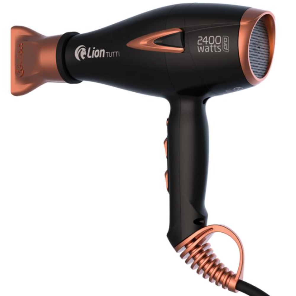Secador de Cabelo Profissional Lion Tutti 2400W Preto/Cobre Íons Tourmaline Jato Frio 220V
