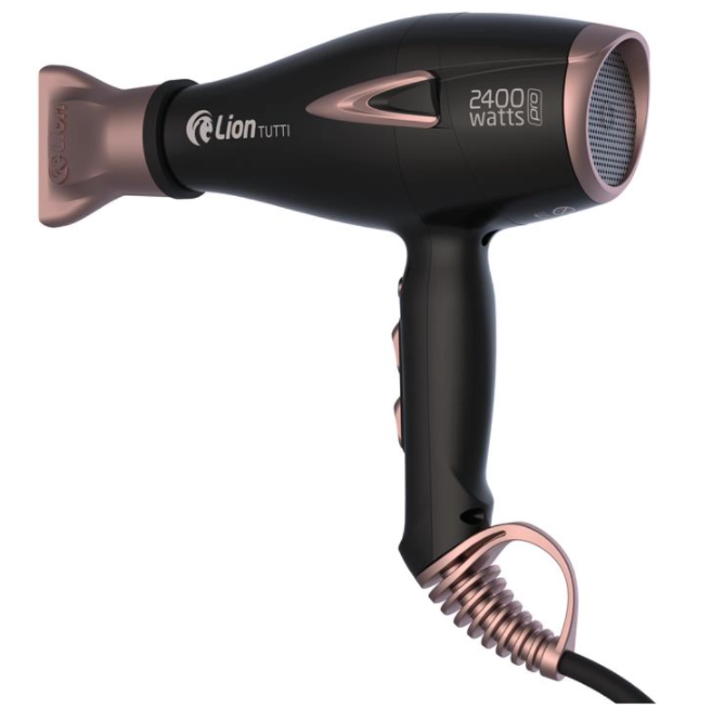 Secador de Cabelo Profissional Lion Tutti 2400W Preto/Rose Íons Tourmaline Jato Frio 220V