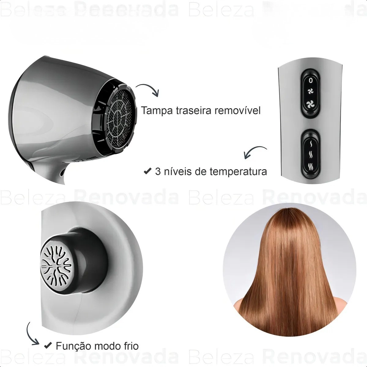 SECADOR DE CABELOS TAIFF STYLE PRO PRATA 127V 5 TEMPERATURAS