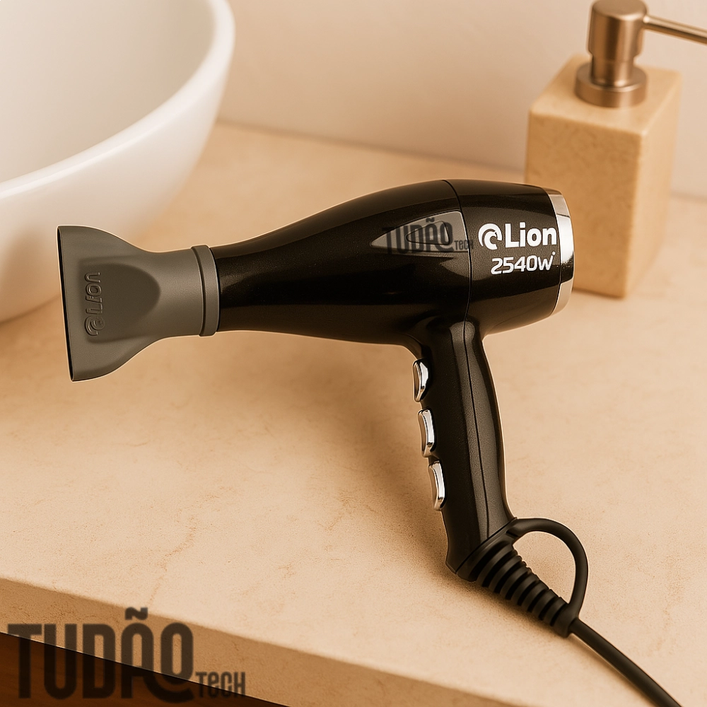 Secador Profissional Lion 2540W Pro 127V | Leve, Potente e Silencioso - Preto Perolado 