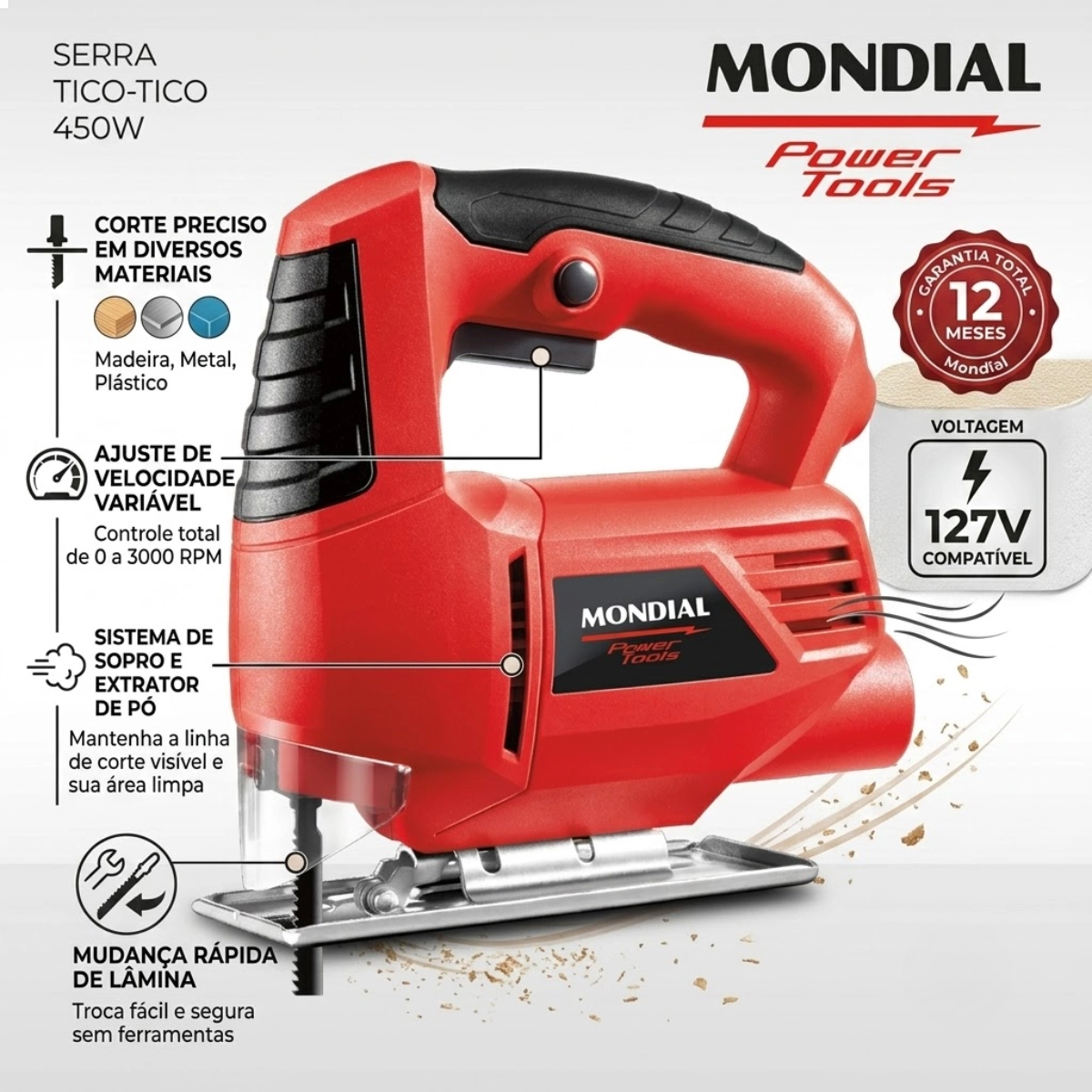SERRA TICO TICO MONDIAL FST-03 POWER TOOLS 4 ÂNGULOS 127V SERRA TICO TICO MONDIAL FST-03 POWER TOOLS 4 ÂNGULOS 127V