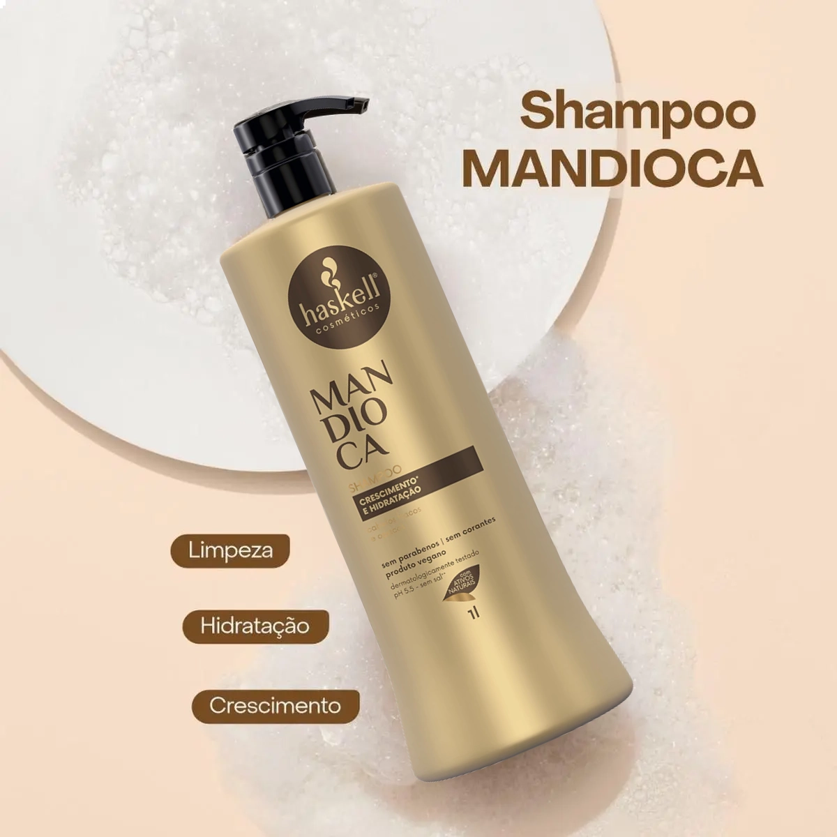 SHAMPOO CAPILAR MANDIOCA 1L HASKELL
