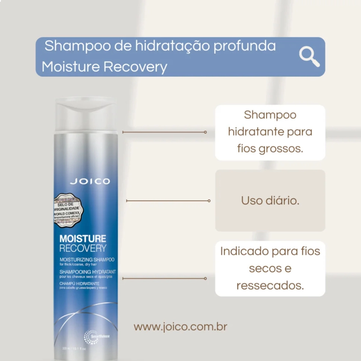 SHAMPOO HIDRATANTE PARA CABELOS RESSECADOS MOISTURE RECOVERY 300 ML SHAMPOO HIDRATANTE PARA CABELOS RESSECADOS MOISTURE RECOVERY 300 ML