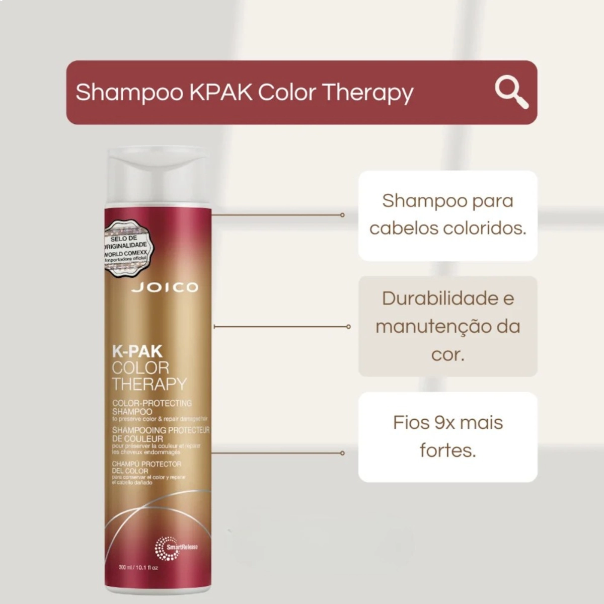 SHAMPOO NUTRITIVO PARA CABELOS MULTIPROCESSADOS K-PAK COLOR THERAPY 300 ML