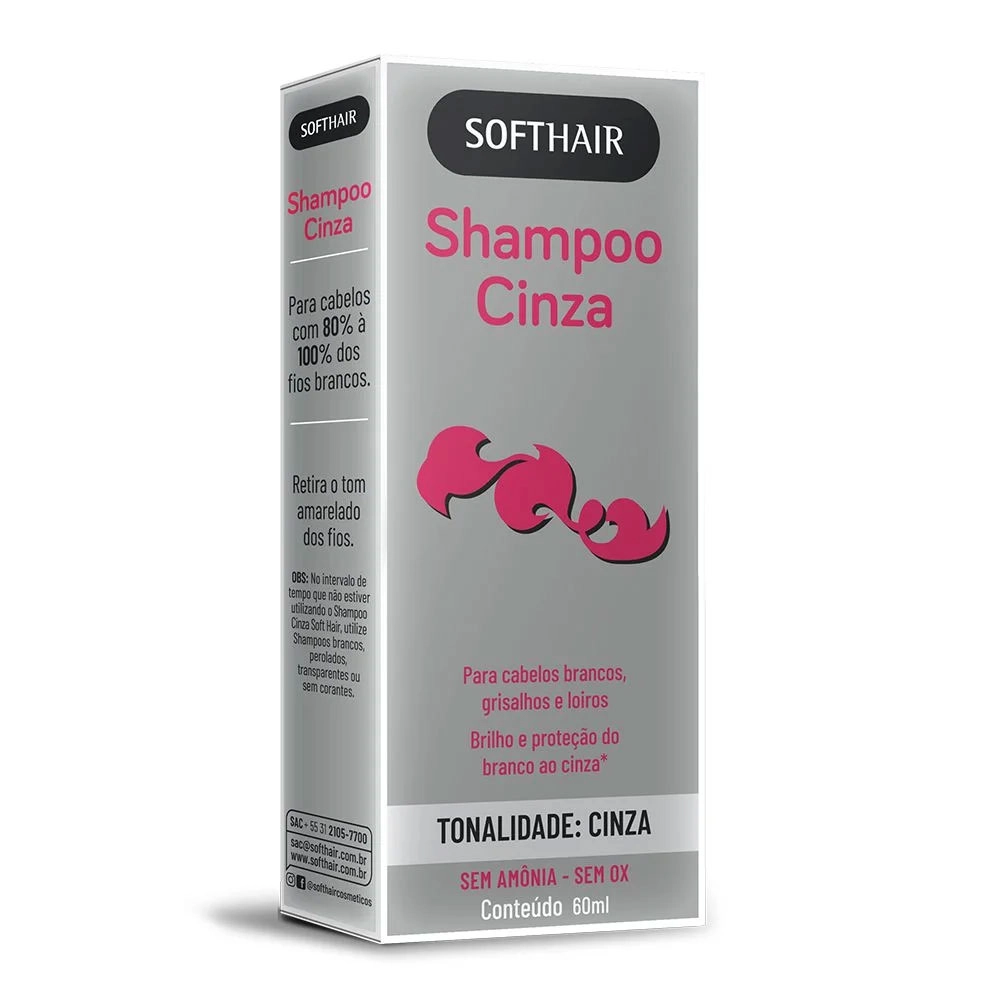 SHAMPOO SOFT HAIR 60 ML CINZA 80% Á 100% FIOS BRANCOS