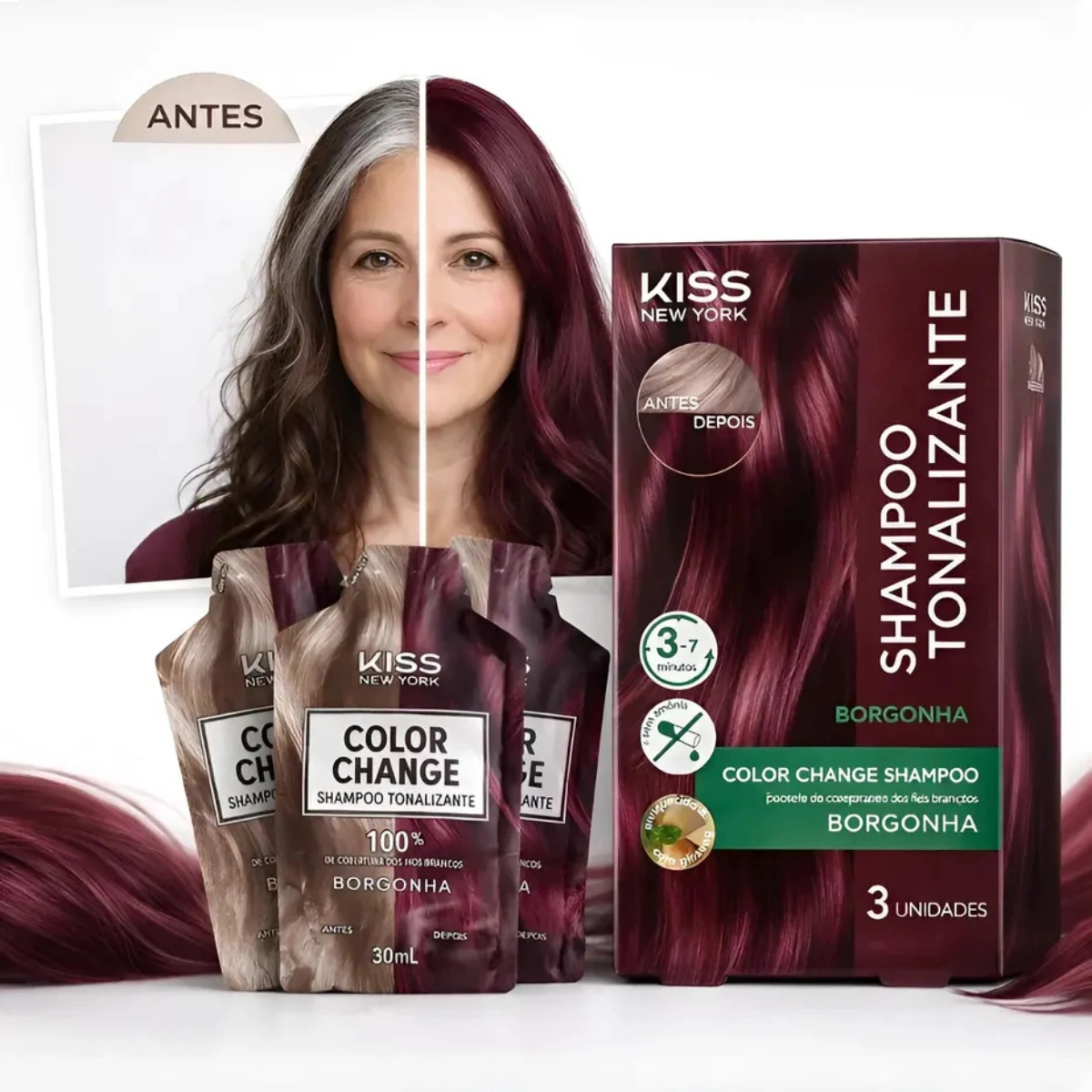 SHAMPOO TONALIZANTE VEGANO COM RAPIDA COLORAÇÃO BORGONHA KNY