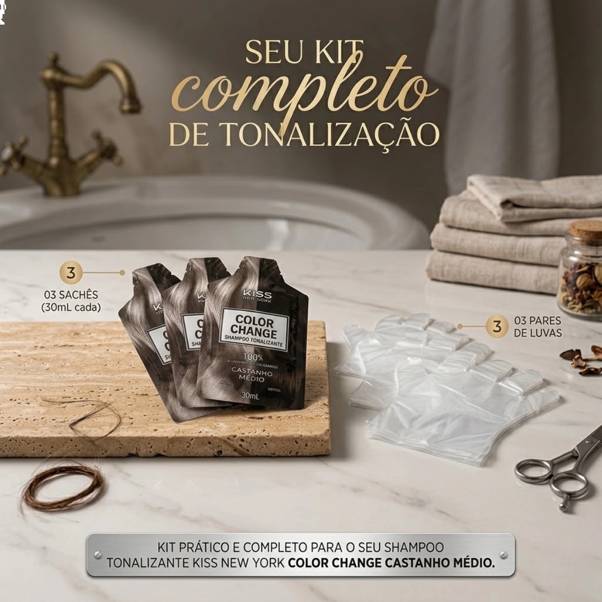 SHAMPOO TONALIZANTE VEGANO COM RAPIDA COLORAÇÃO CASTANHO MEDIO KNY